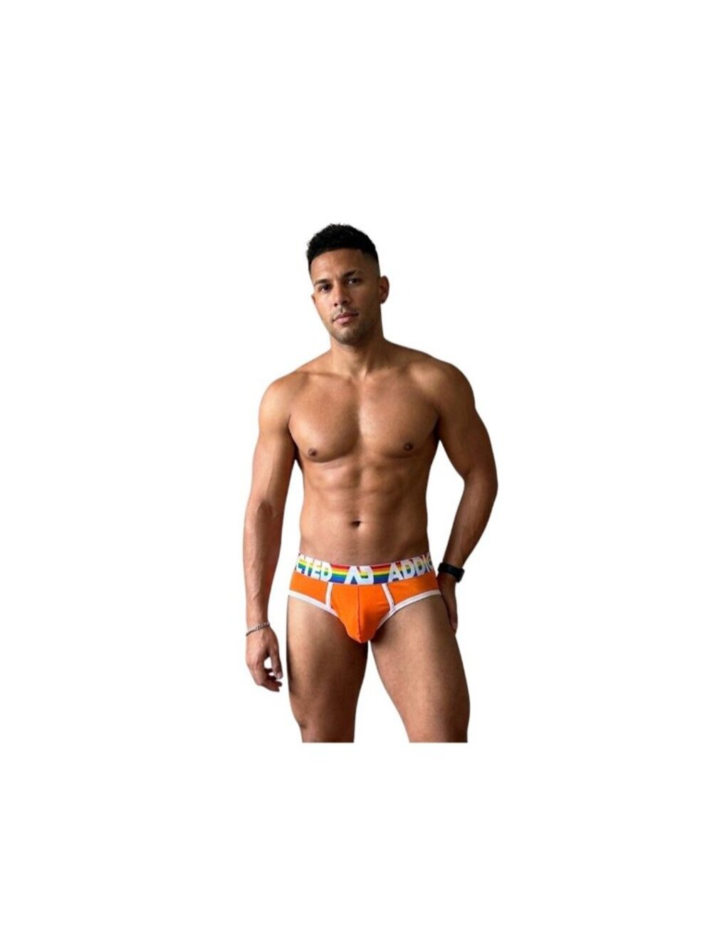 ADDICTED Rainbow Pride Briefs Orange Cotton Men's Underwear Size 3XL / 40 NWT